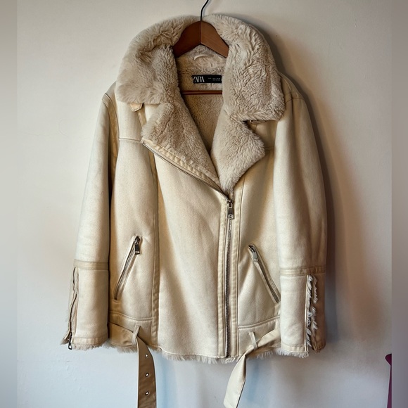 Zara Shearling Aviator Coat, Small - Picture 5 of 10